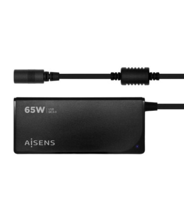 Cargador de portátil aisens aslc-65wauto-bk/ 65w/ 1xusb qc3.0/ automático/ 9 conectores/ voltaje 18.5-20v