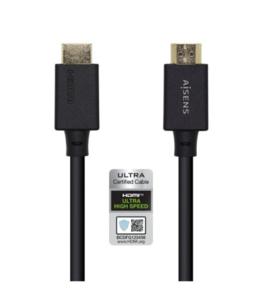 Cable hdmi 2.1 8k aisens a150-0420/ hdmi macho - hdmi macho/ 50cm/ certificado/ negro