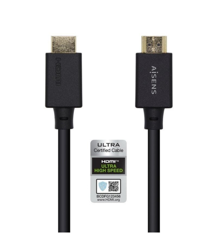 Cable hdmi 2.1 8k aisens a150-0423/ hdmi macho - hdmi macho/ 2m/ certificado/ negro
