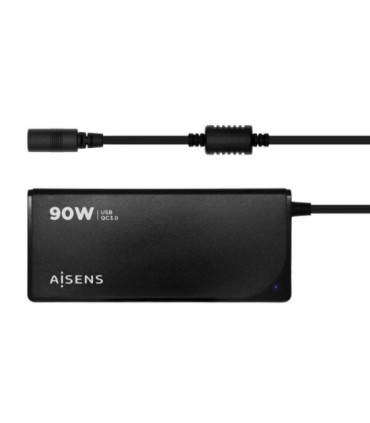 Cargador de portátil aisens aslc-90wauto-bk/ 1xusb/ 90w/ automático/ 12 conectores/ voltaje 15-20v