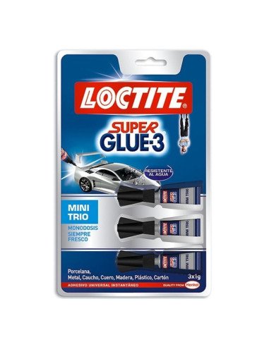 Pegamento en tubo loctite super glue-3 mini trio/ 3 x 1g