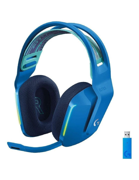 Auriculares gaming inalámbricos con micrófono logitech g733/ azules