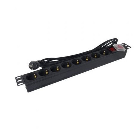 Regleta con interruptor phasak bns 1520/ 8 tomas de corriente/ cable 3m/ negro