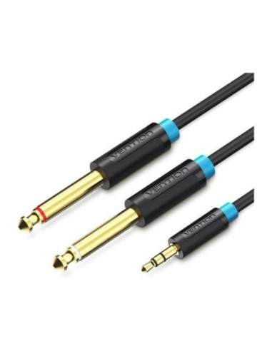 Cable estéreo vention bacbf/ jack 3.5 macho - 2x jack 6.5 macho/ 1m/ negro