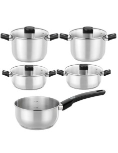 Pack batería de cocina elite monix m240002/ cazo ø14cm/ ollas ø20 - 24cm/ cacerolas ø20 - 24cm/ acero inoxidable/ apta para