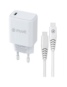 Cargador de pared muvit for change mcpak0044/ 1xusb tipo-c + cable usb tipo-c/ 20w