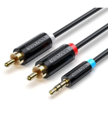 Cable estéreo vention bclbg/ jack 3.5 macho - 2x rca macho/ 1.5m/ negro