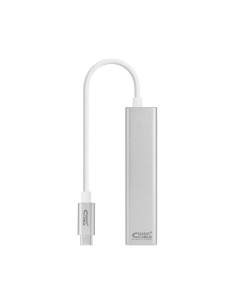 Hub usb tipo-c nanocable 10.03.0404/ 3xusb/ 1xrj45/ gris