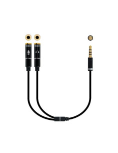 Cable estéreo nanocable 10.24.1202/ jack 3.5 macho - 2x jack 3.5 hembra/ 30cm/ negro