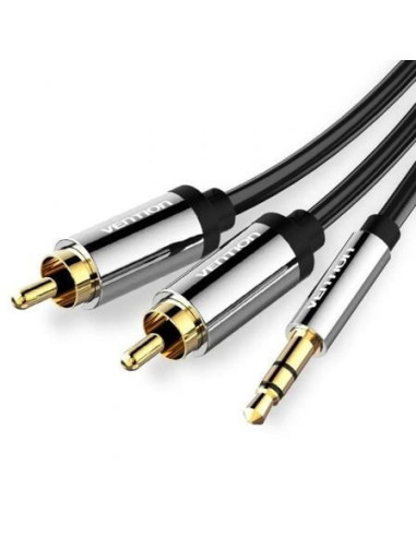 Cable estéreo vention bcfbh/ jack 3.5 macho - 2x rca macho/ 2m/ negro