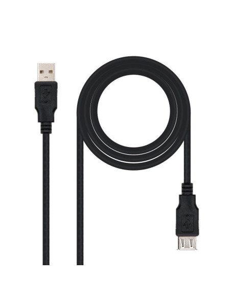 Cable alargador usb 2.0 nanocable 10.01.0203-bk/ usb macho - usb hembra/ 1.8m/ negro