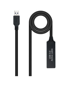 Cable alargador amplificador usb 3.0 nanocable 10.01.0312/ usb macho - usb hembra/ 10m/ negro