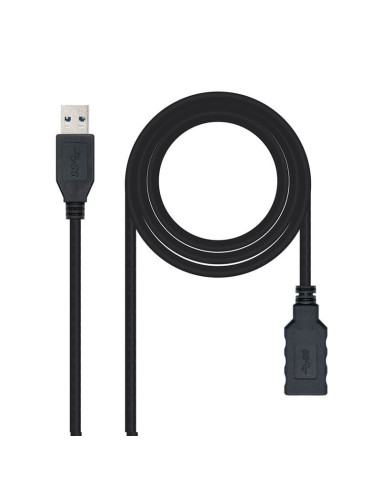 Cable alargador usb 3.0 nanocable 10.01.0902-bk/ usb macho - usb hembra/ 2m/ negro