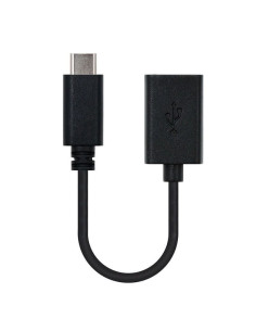 Cable usb 2.0 tipo-c nanocable 10.01.2400/ usb tipo-c macho - usb hembra/ 15cm/ negro