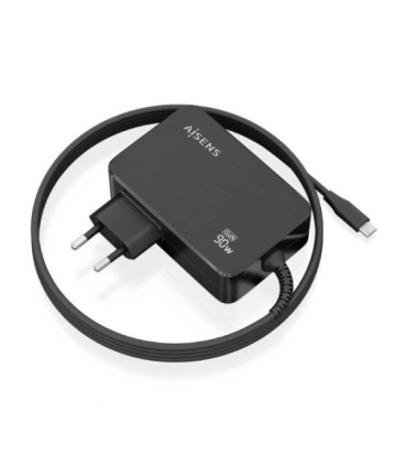 Cargador de portátil gan aisens asch-1pd90wl034-bk/ 1xusb tipo-c + cable 1.8m/ 90w/ automático/ voltaje 5-20v