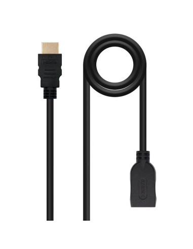 Cable alargador hdmi nanocable 10.15.1012/ hdmi macho - hdmi hembra/ 2m/ negro