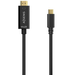Cable conversor hdmi 4k aisens a109-0623/ usb tipo-c macho - hdmi macho/ hasta 27w/ 1250mbps/ 80cm/ negro