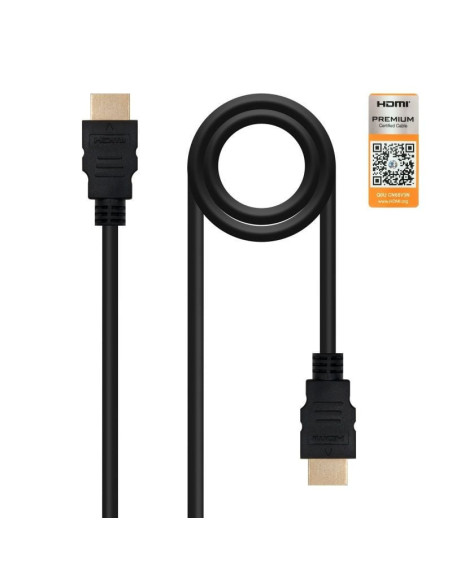 Cable hdmi 2.0 4k nanocable 10.15.3602/ hdmi macho - hdmi macho/ 2m/ certificado/ negro