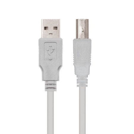 Cable usb 2.0 impresora nanocable 10.01.0102/ usb tipo-b macho - usb macho / 480mbps/ 1m/ beige