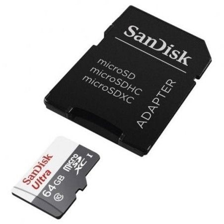 Tarjeta de memoria sandisk ultra 64gb microsd xc con adaptador/ clase 10/ 100mb/s