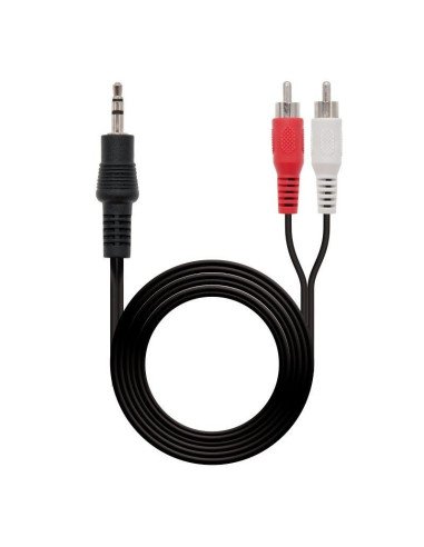 Cable estéreo nanocable 10.24.0305/ jack 3.5 macho - 2x rca macho/ 5m/ negro