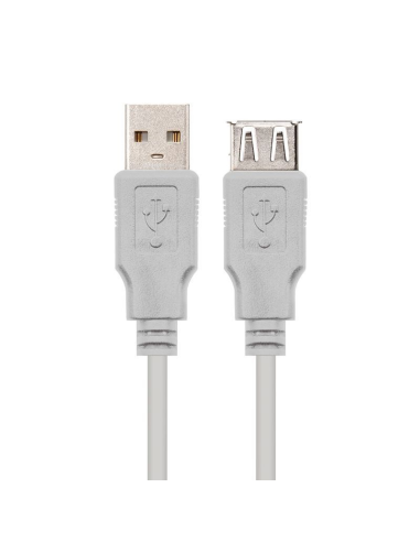 Cable alargador usb 2.0 nanocable 10.01.203/ usb macho - usb hembra/ 1.8m/ beige