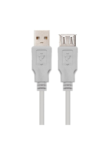 Cable alargador usb 2.0 nanocable 10.01.0204/ usb macho - usb hembra/ 3m/ beige