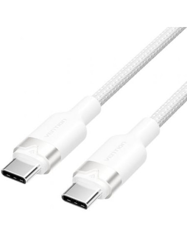 Cable usb 2.0 tipo-c 3a vention trdwh/ usb tipo-c macho - usb tipo-c macho/ hasta 60w/ 480mbps/ 2m/ blanco