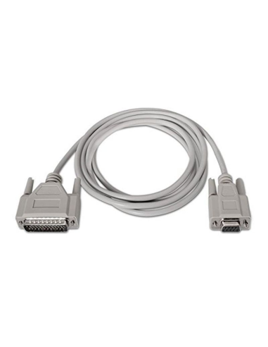 Cable serie null modem nanocable 10.14.0802/ db9 hembra - db25 macho/ 1.8m/ beige