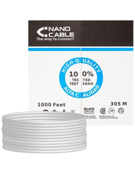 Bobina de cable rj45 utp nanocable 10.20.0304-flex cat.5e/ 305m/ gris