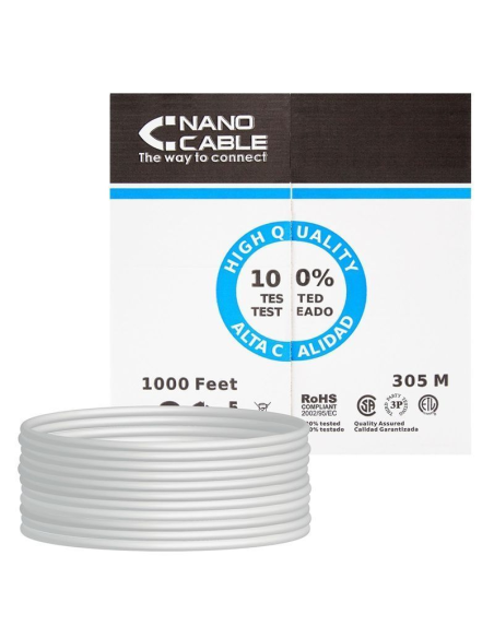 Bobina de cable rj45 utp nanocable 10.20.0504 cat.6/ 305m/ gris
