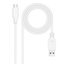 Cable usb 2.0 nanocable 10.01.2102-w/ usb tipo-c macho - usb macho/ 480mbps/ 2m/ blanco