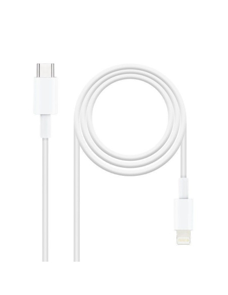 Cable usb 2.0 tipo-c lightning nanocable 10.10.0602/ usb tipo-c macho - lightning macho/ 2m/ blanco