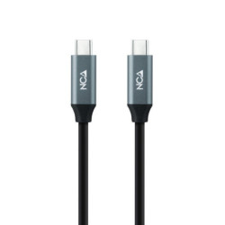 Cable usb 3.2 nanocable 10.01.4300/ usb tipo-c macho - usb tipo-c macho/ hasta 100w/ 20gbps/ 50cm/ gris y negro