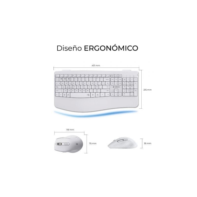 Teclado y ratón inalámbrico subblim combo dual office prowave/ blanco