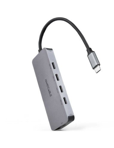 Hub usb tipo-c nanocable 10.16.4505/ 4xusb tipo-c/ 1xusb tipo-c dp/ gris