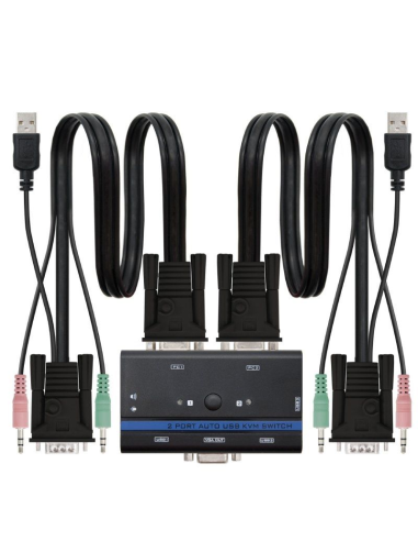 Kvm switch nanocable 10.12.0001/ pc - cpu: 2 vga + 2 usb + 4 jack 3.5 / consola: 2 usb + vga + 2 jack 2.5/ 1.4m