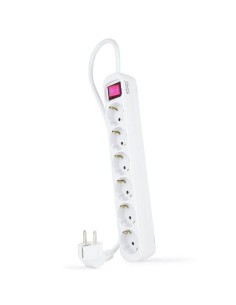 Regleta con interruptor nanocable 10.37.0006/ 6 tomas de corriente/ cable 1.4m/ blanca