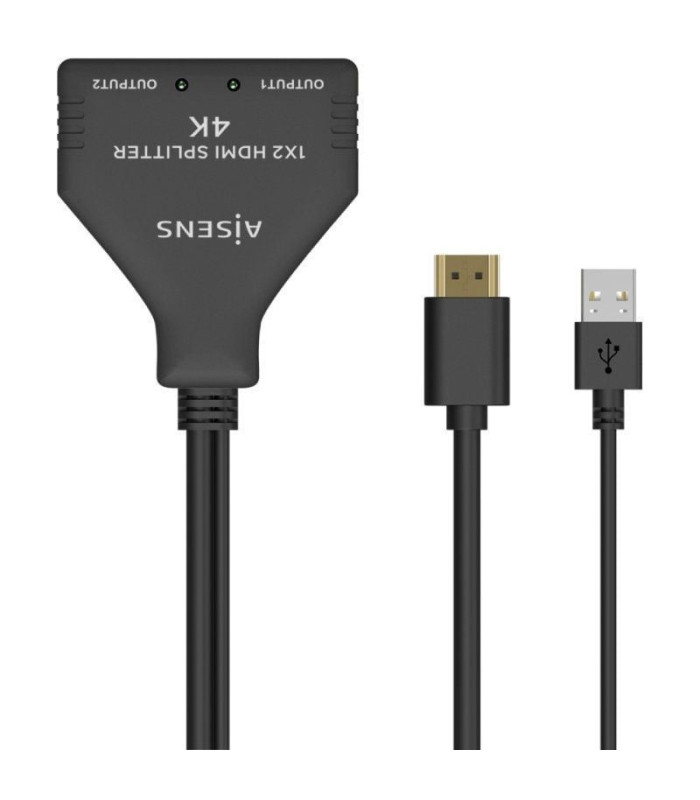 Cable duplicador hdmi 4k aisens a123-0654/ 2x hdmi hembra - hdmi macho - usb macho/ 30cm/ negro