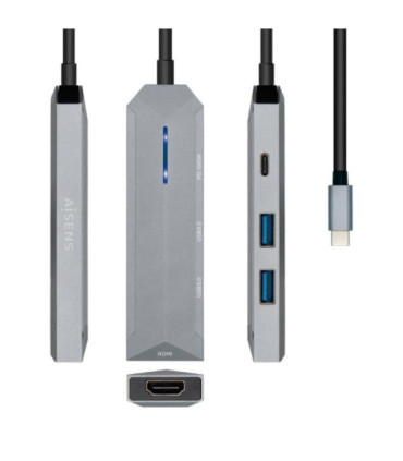 Docking usb tipo-c aisens asuc-4p002-gr/ 1xhdmi 4k/ 2xusb/ 1xusb tipo-c pd/ gris