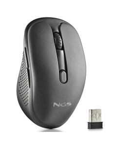 Ratón inalámbrico ngs evo spook silencioso/ batería recargable/ hasta 1600 dpi/ negro