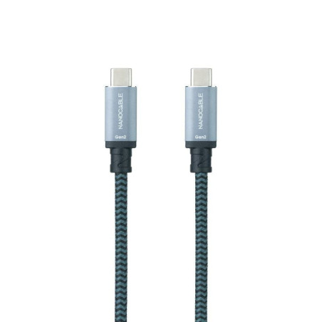 Cable usb 3.1 tipo-c nanocable 10.01.4101-comb/ usb tipo-c macho - usb tipo-c macho/ hasta 100w/ 10gbps/ 1m/ gris y negro