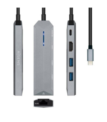 Docking usb tipo-c aisens asuc-5p003-gr/ 1xhdmi 4k/ 2xusb/ 1xrj45/ 1xusb tipo-c pd/ gris