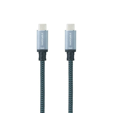 Cable usb 3.2 tipo-c nanocable 10.01.4103-comb/ usb tipo-c macho - usb tipo-c macho/ hasta 100w/ 20gbps/ 3m/ gris y negro