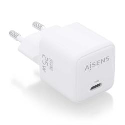 Cargador de Pared GaN Aisens ASCH-25W1P012-W/ 1xUSB Tipo-C/ 25W
