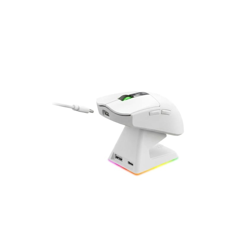 Ratón gaming inalámbrico mars gaming mmw-elite/ batería recargable/ hasta 20000 dpi/ blanco