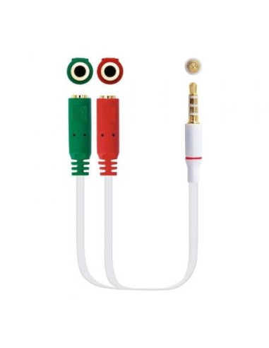 Cable estéreo nanocable 10.24.1201/ jack 3.5 macho - 2x jack 3.5 hembra/ 20cm/ blanco