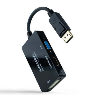 Cable displayport nanocable 10.16.3301-all/ hdmi hembra - dvi-d hembra - vga hembra/ 20cm/ negro