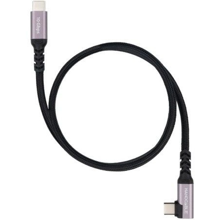 Cable usb 3.2 tipo-c acodado nanocable 10.01.4702/ usb tipo-c macho - usb tipo-c macho/ hasta 100w/ 10gbps/ 2m/ negro