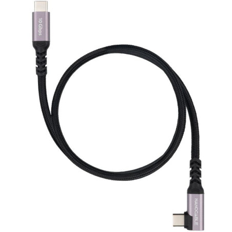 Cable usb 3.2 tipo-c acodado nanocable 10.01.4703/ usb tipo-c macho - usb tipo-c macho/ hasta 100w/ 10gbps/ 3m/ negro
